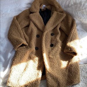 Zara teddy bear camel faux shearling coat